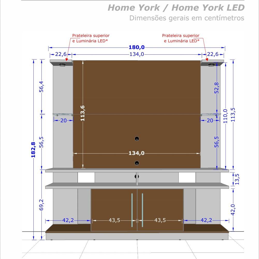 Estante Home para TV até 60 Polegadas LED 2 Portas York Bechara - 3