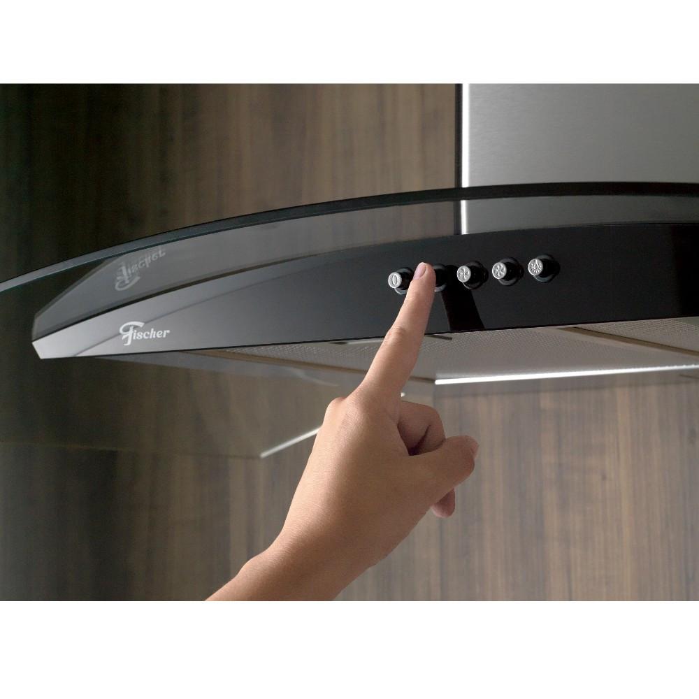 Coifa de Parede Fischer Fit 90cm com Vidro Curvo Inox - 3