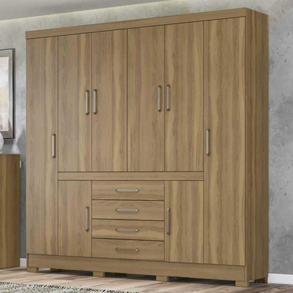 Guarda Roupa Casal 8 Portas 4 Gavetas New Realce Demóbile - 1