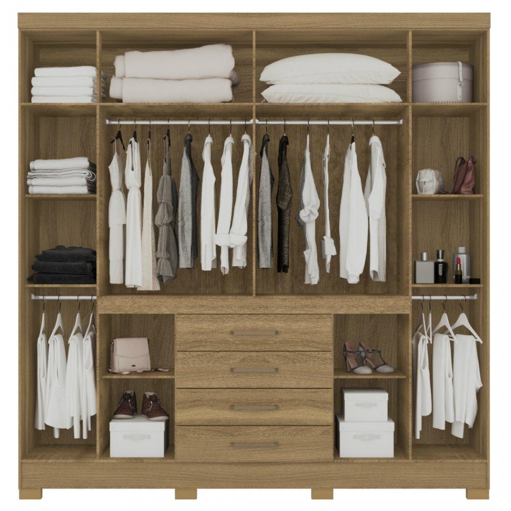 Guarda Roupa Casal 8 Portas 4 Gavetas New Realce Demóbile - 3
