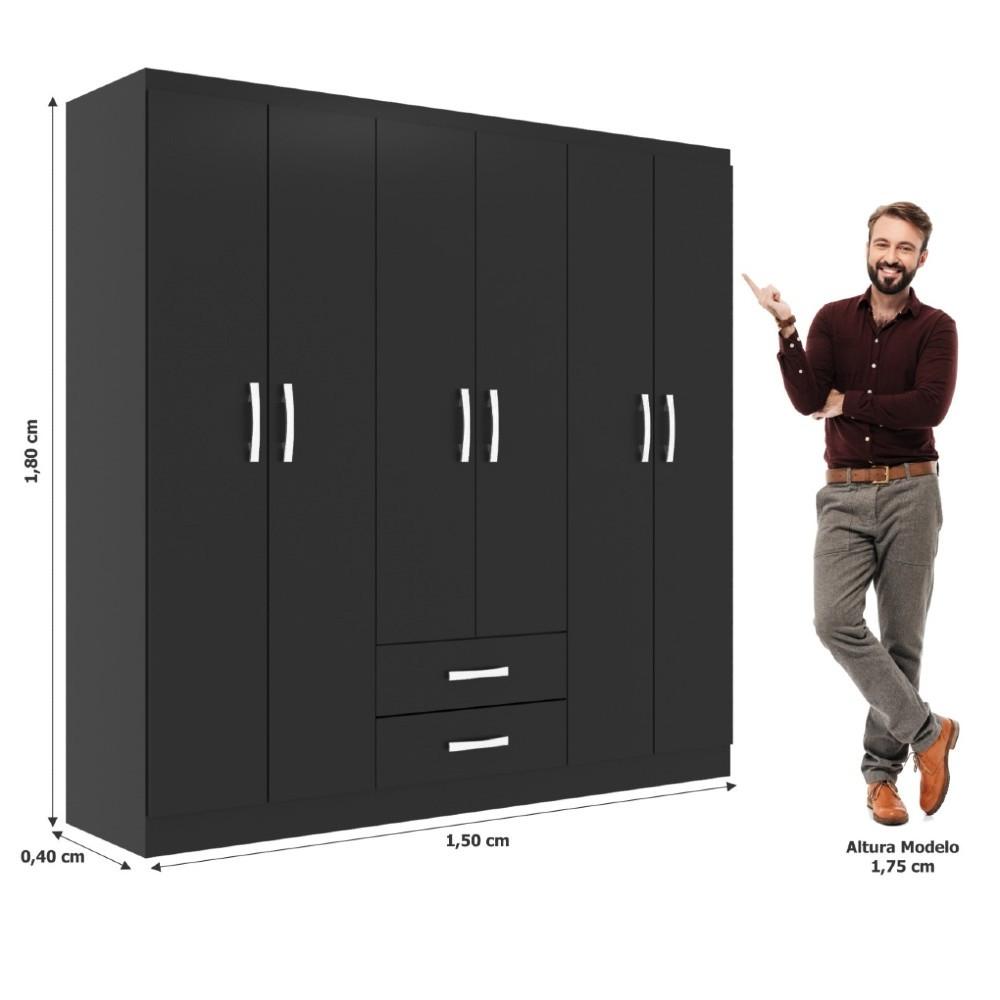 Guarda Roupa Casal 6 Portas 2 Gavetas Atalaia Evidência Móveis - 3