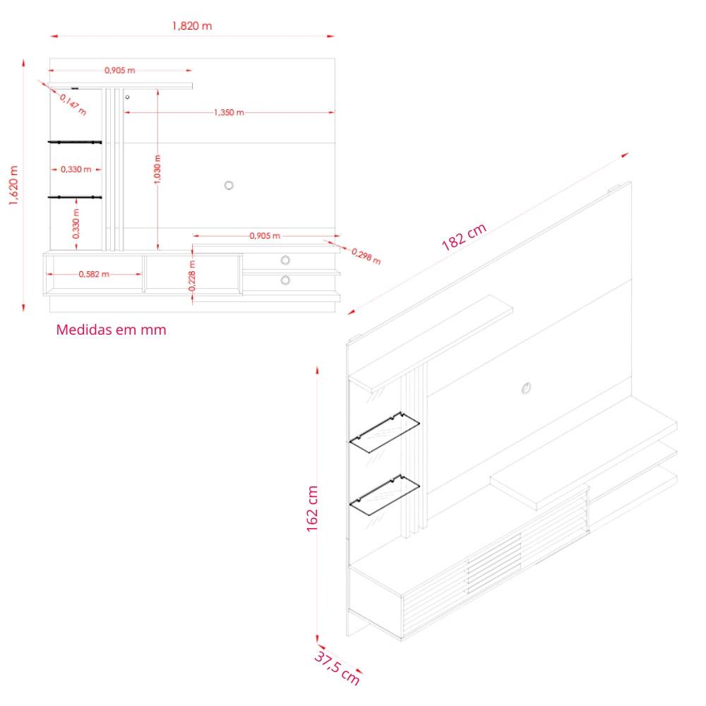 Painel para TV até 55 Polegadas 2 Portas Frizz Supreme Madetec - 4