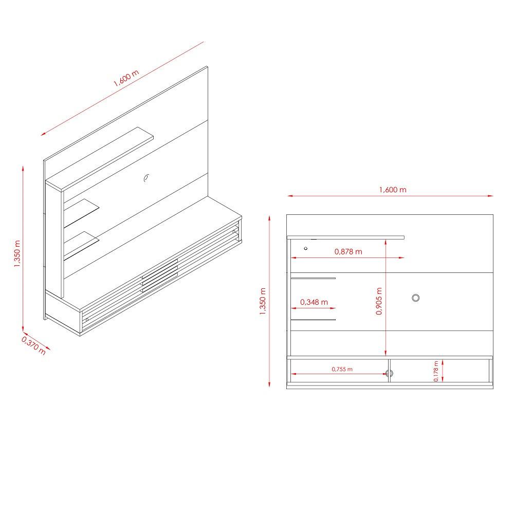 Painel para TV até 50 Polegadas 2 Portas Frizz Select Madetec - 3