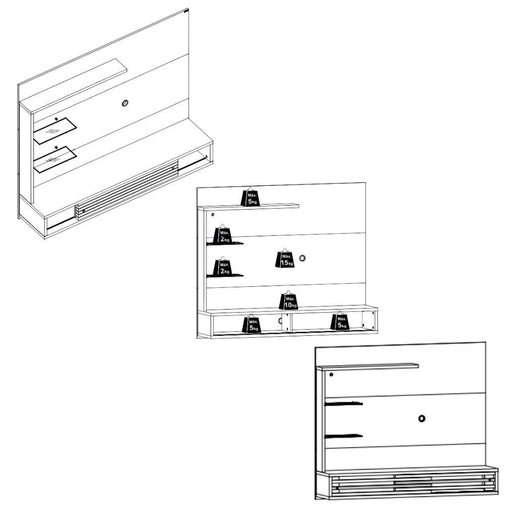 Painel para TV até 50 Polegadas 2 Portas Frizz Select Madetec - 3
