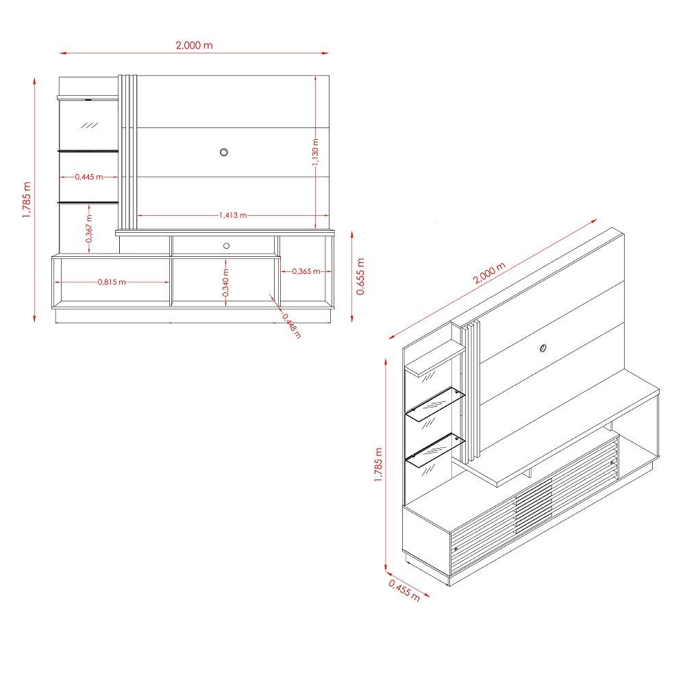 Estante para TV até 60 Polegadas 2 Portas Fizz Plus Madetec - 3