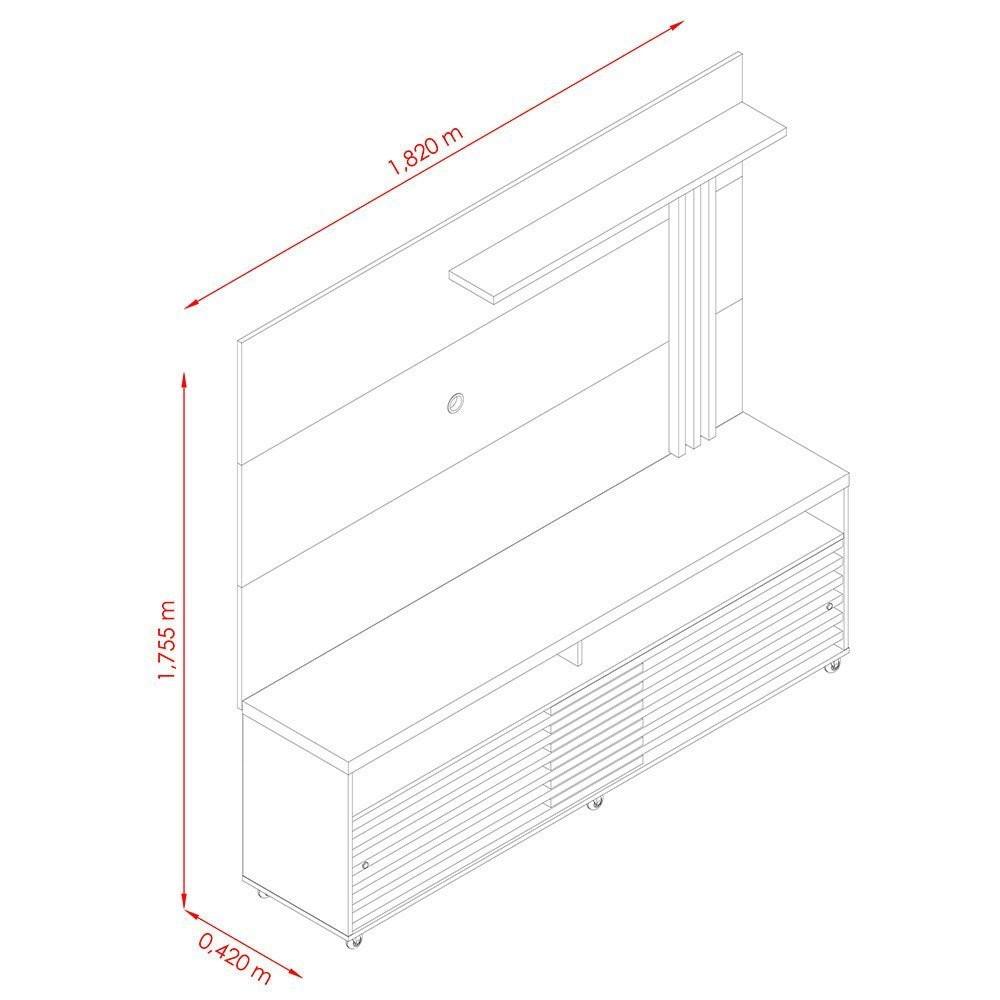 Rack com Painel para TV até 60 Polegadas 2 Portas Fizz Madetec - 3