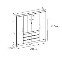Guarda Roupa Casal com Espelho 4 Portas 6 Gavetas Cádis Demóbile - 4