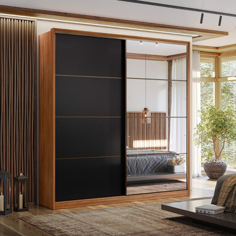 Guarda Roupa Solteiro 2 Portas 1 Porta Espelho Flex Belga II Demartêz - 1