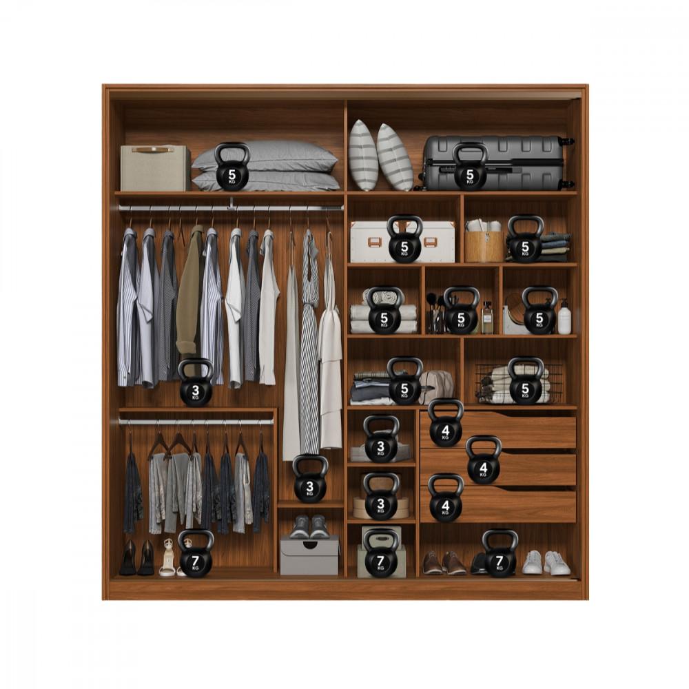 Guarda Roupa Solteiro 2 Portas 1 Porta Espelho Flex Belga II Demartêz - 4