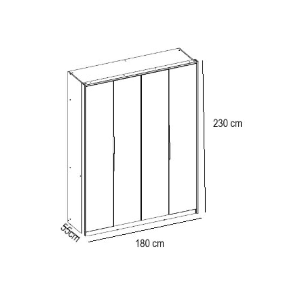 Guarda Roupa Solteiro 4 Portas com 2 Portas com Espelhos Attore Demartêz - 4
