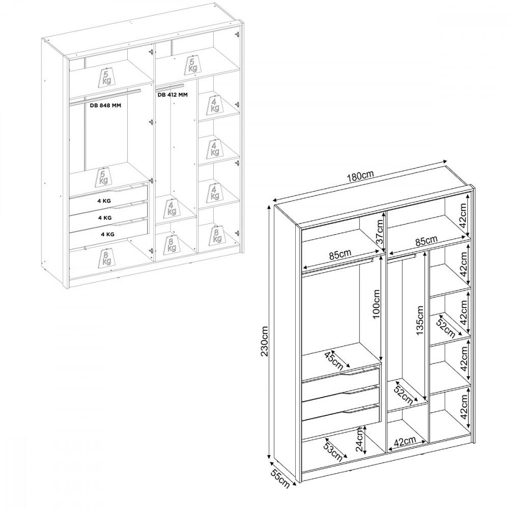 Guarda Roupa Solteiro 4 Portas com 2 Portas com Espelhos Attore Demartêz - 4
