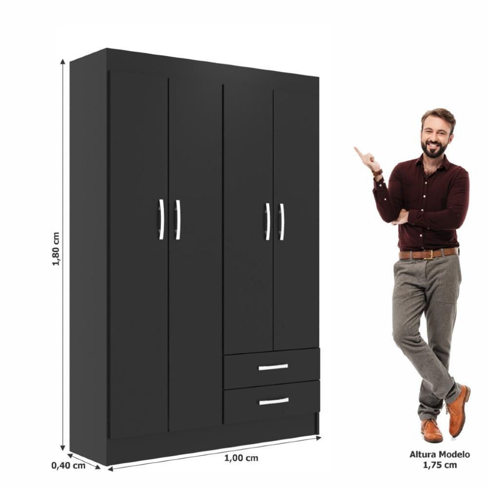 Guarda-Roupa Solteiro 4 Portas 2 Gavetas Atalaia Evidência Móveis - 3