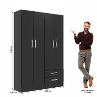 Guarda-Roupa Solteiro 4 Portas 2 Gavetas Atalaia Evidência Móveis - 3