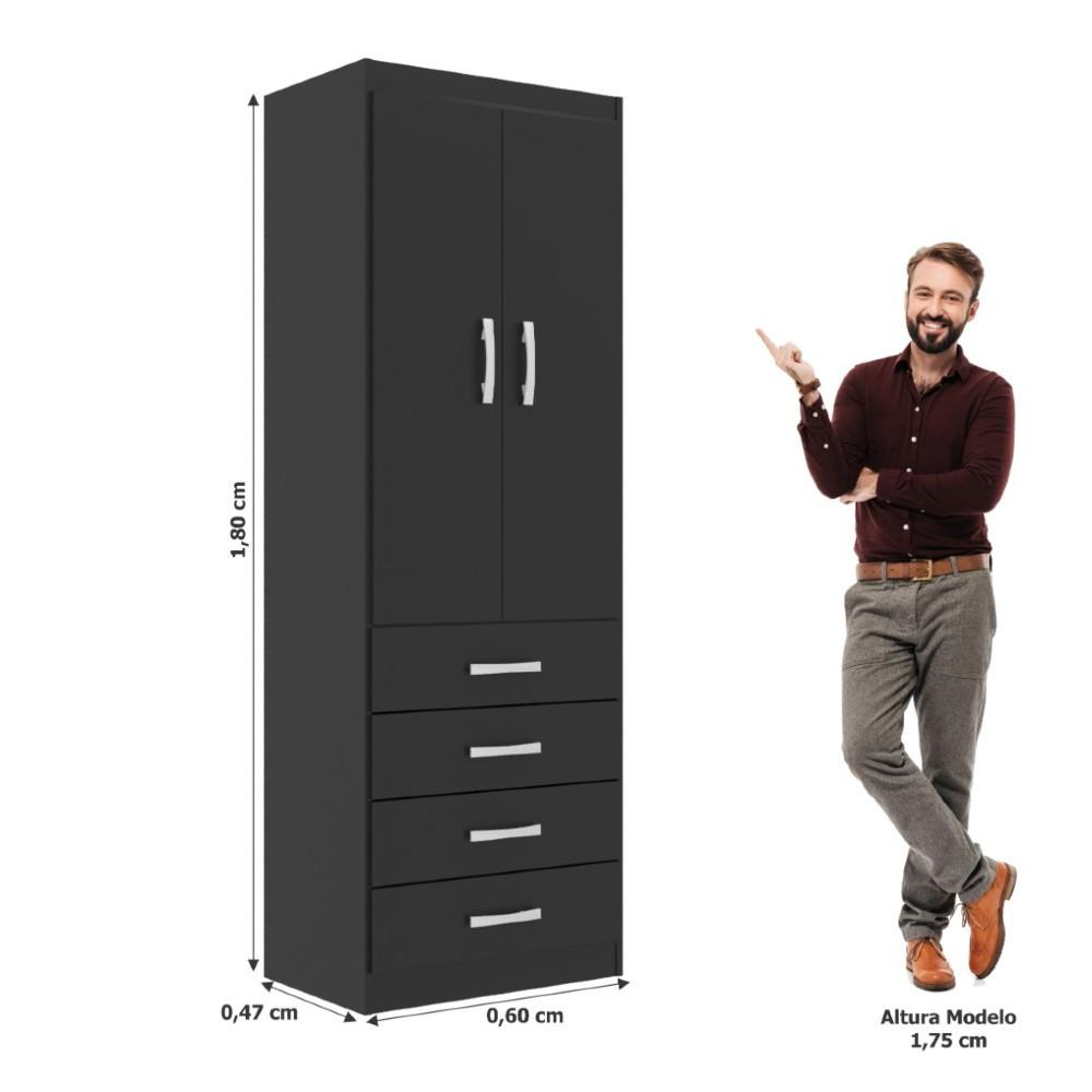 Guarda Roupa Solteiro 2 Portas 4 Gavetas CMS24 Evidência Móveis - 3