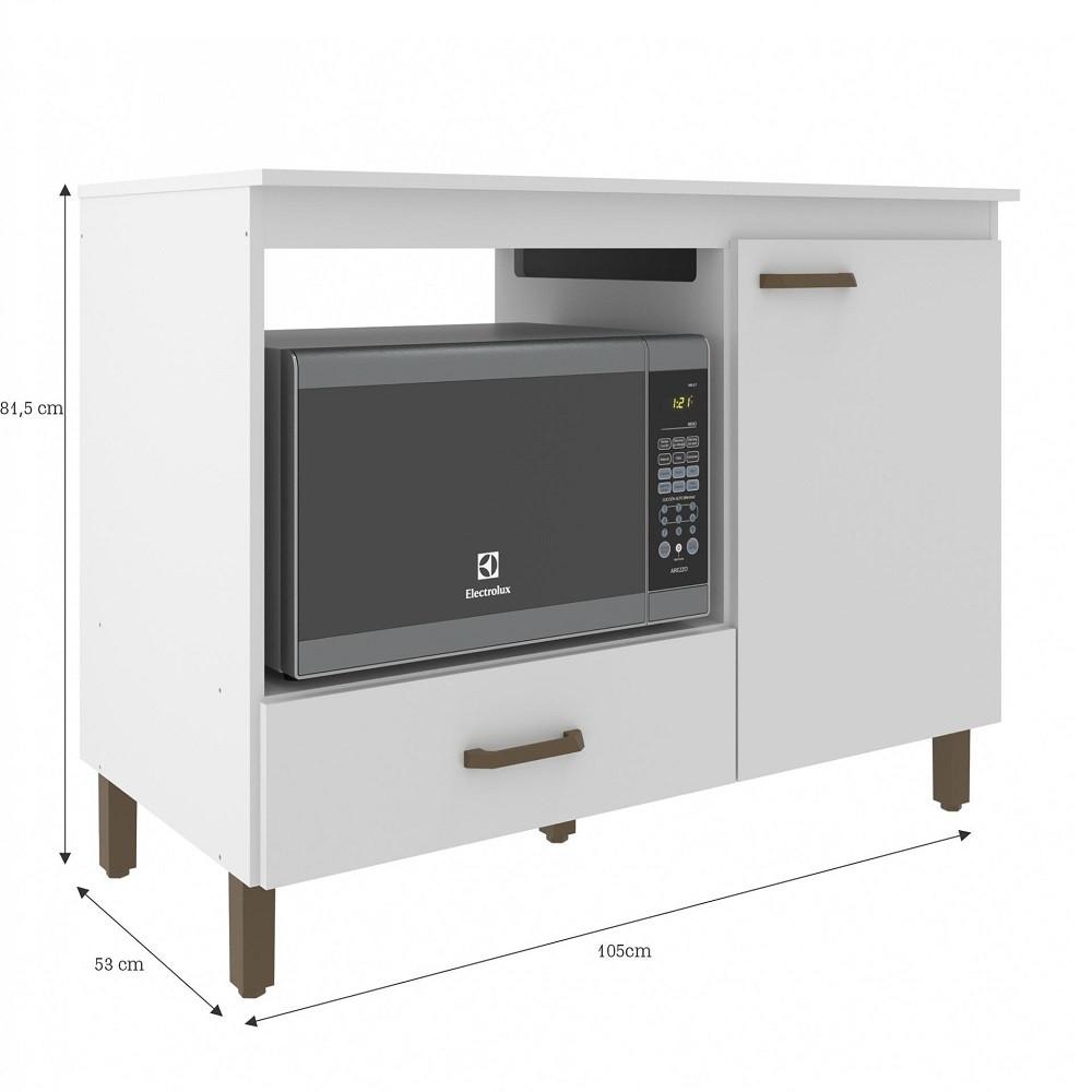 Balcão Cooktop 5 Bocas 1 Porta 1 Gaveta Roma Moveis Sul - 3