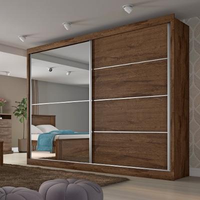 Guarda Roupa Casal 2 Portas 4 Gavetas com Espelho Verona Plus Flex Color em MDF Made Marcs