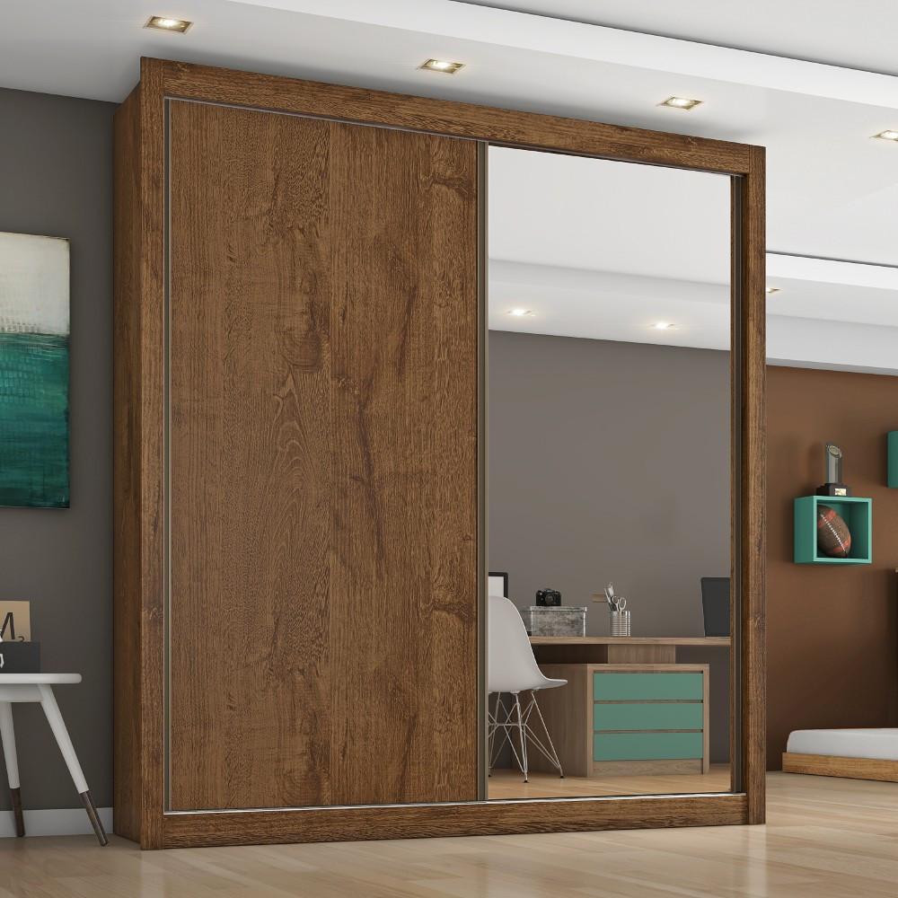 Guarda Roupa Solteiro Espelho 2 Portas 4 Gavetas Zurique Móveis Europa - 1