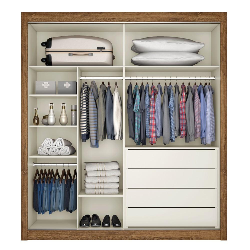 Guarda Roupa Solteiro Espelho 2 Portas 4 Gavetas Zurique Móveis Europa - 3