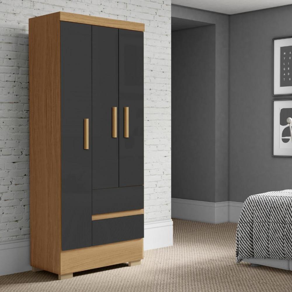 Guarda-Roupa Solteiro 3 Portas 2 Gavetas com Pés Coimbra Aramóveis - 1