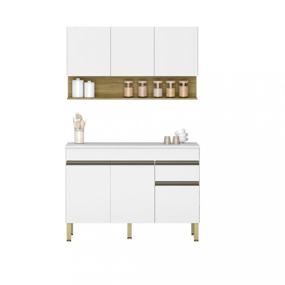 Cozinha Compacta com Tampo 120cm 6 Portas 1 Gaveta Line Kits Paraná - 2
