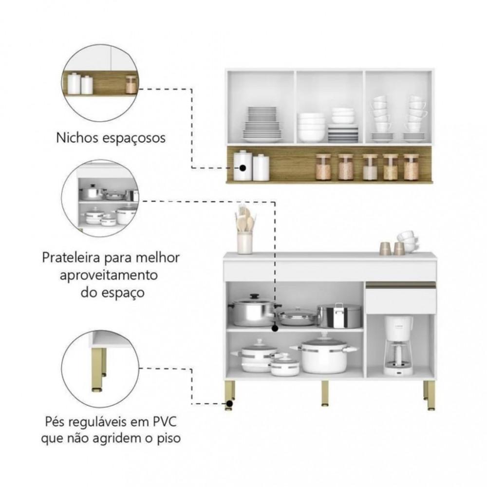 Cozinha Compacta com Tampo 120cm 6 Portas 1 Gaveta Line Kits Paraná - 5