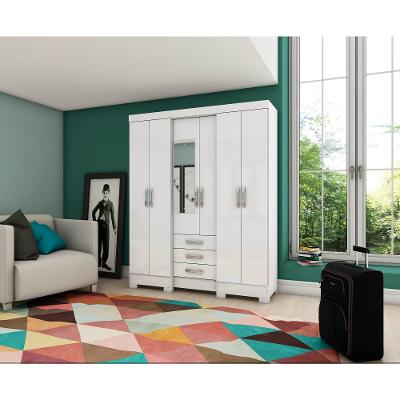 Guarda Roupa Casal com Espelho 6 Portas 3 Gavetas B23 Briz