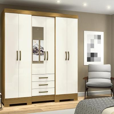 Guarda Roupa Casal com Espelho 6 Portas 3 Gavetas B23 Briz