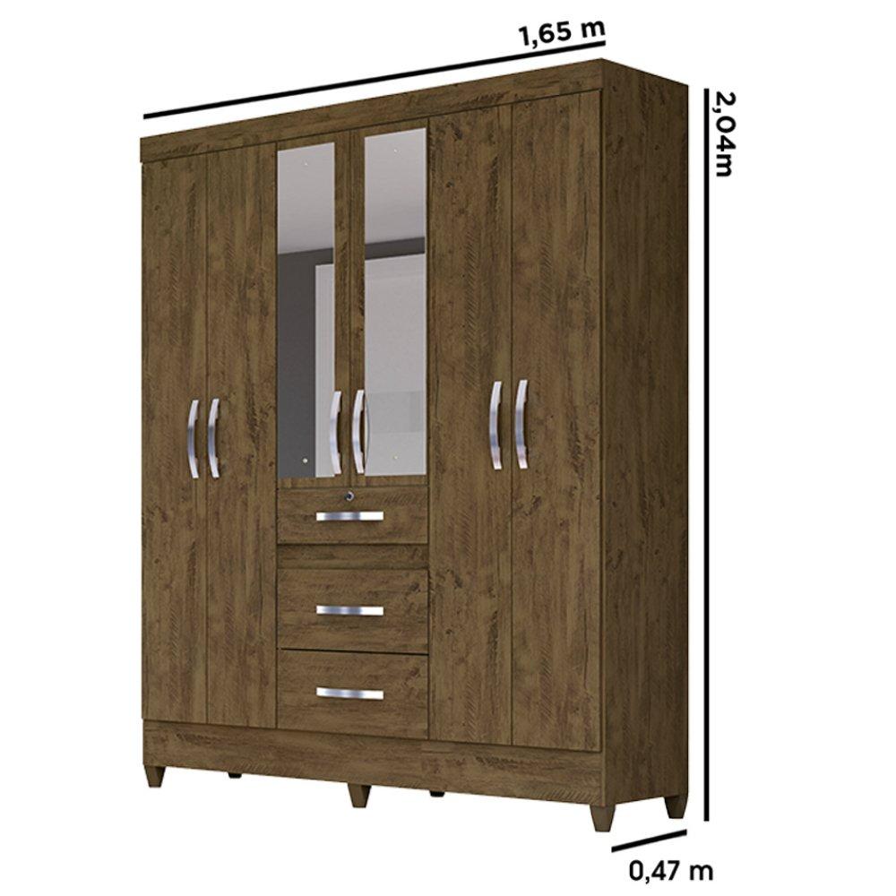 Guarda Roupa Casal Com Espelho 6 Portas 3 Gavetas Itatiba Moval - 4