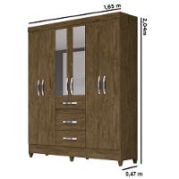 Guarda Roupa Casal Com Espelho 6 Portas 3 Gavetas Itatiba Moval - 4
