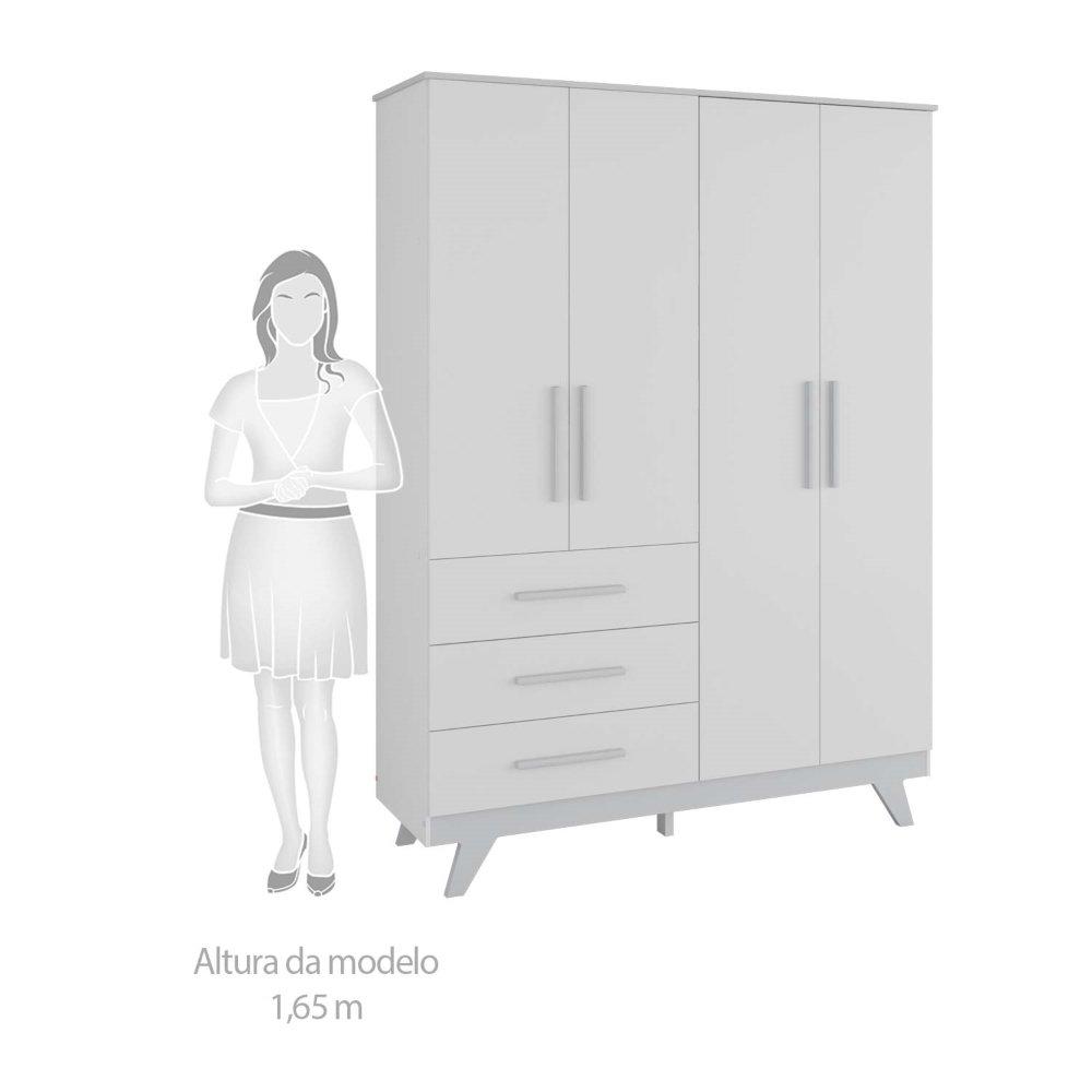 Guarda Roupa Infantil 4 Portas 3 Gavetas Retro Móveis Peroba - 4