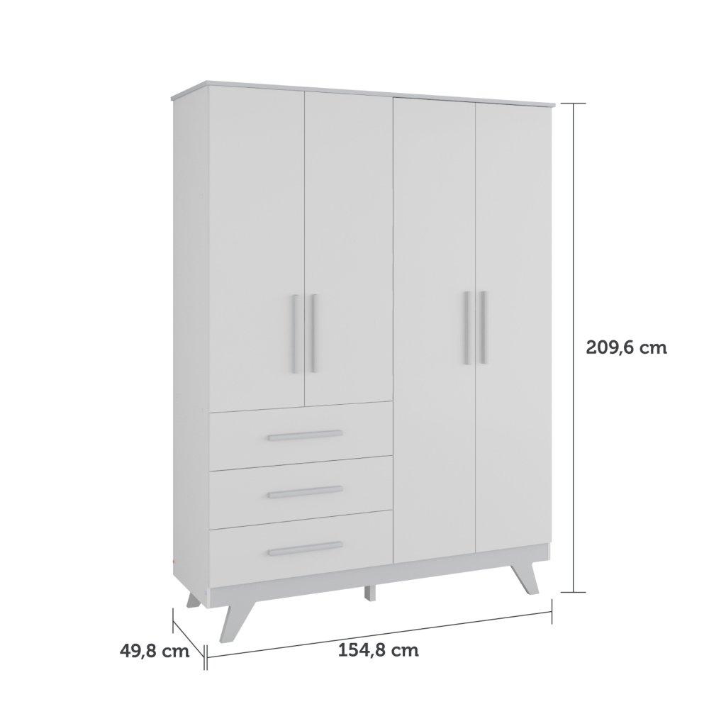 Guarda Roupa Infantil 4 Portas 3 Gavetas Retro Móveis Peroba - 6