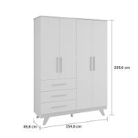 Guarda Roupa Infantil 4 Portas 3 Gavetas Retro Móveis Peroba - 6