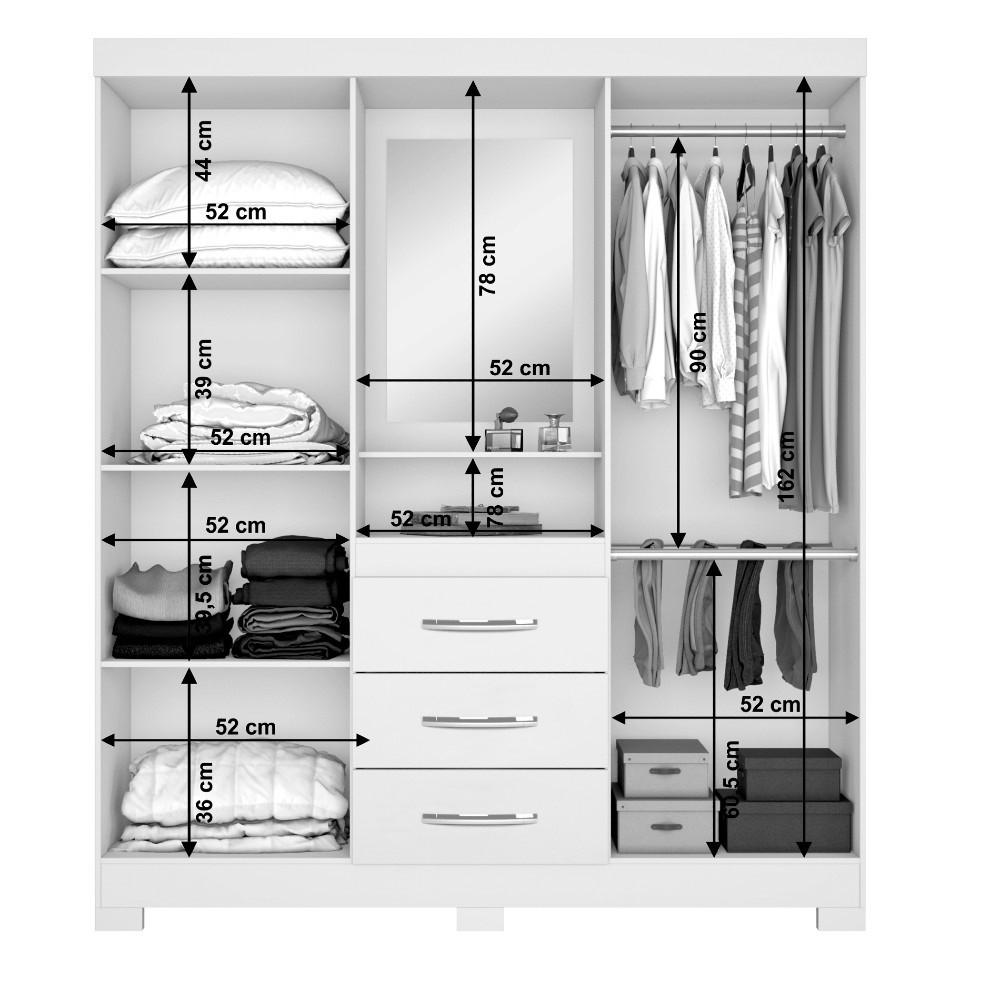Guarda Roupa Solteiro com Espelho e Pés 4 Portas 3 Gavetas NT5015 Notável Móveis - 3