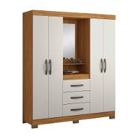 Guarda Roupa Solteiro com Espelho e Pés 4 Portas 3 Gavetas NT5015 Notável Móveis - 1