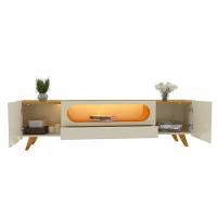Rack para TV de Até 85 Polegadas 2 Portas 1 Gaveta LED com Pés de Madeira Nobre Gelius - 3