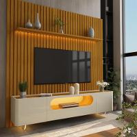 Rack com Painel para TV de Até 85 Polegadas 2 Portas 1 Gaveta LED Com Pés de Vidro Nobre Gelius - 1