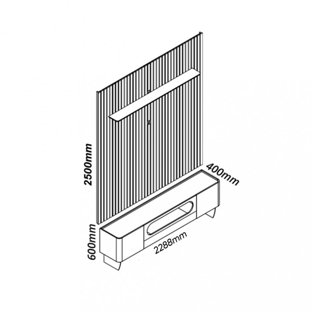 Rack com Painel para TV de Até 85 Polegadas 2 Portas 1 Gaveta LED Com Pés de Vidro Nobre Gelius - 3