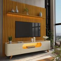 Rack com Painel para TV de Até 85 Polegadas 2 Portas 1 Gaveta LED Com Pés de Madeira Nobre Gelius - 1