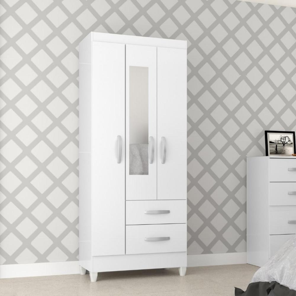 Guarda Roupa Solteiro com Espelho 3 Portas 2 Gavetas Fortaleza Atualle - 1