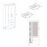 Guarda Roupa Solteiro com Espelho 3 Portas 2 Gavetas Fortaleza Atualle - 3