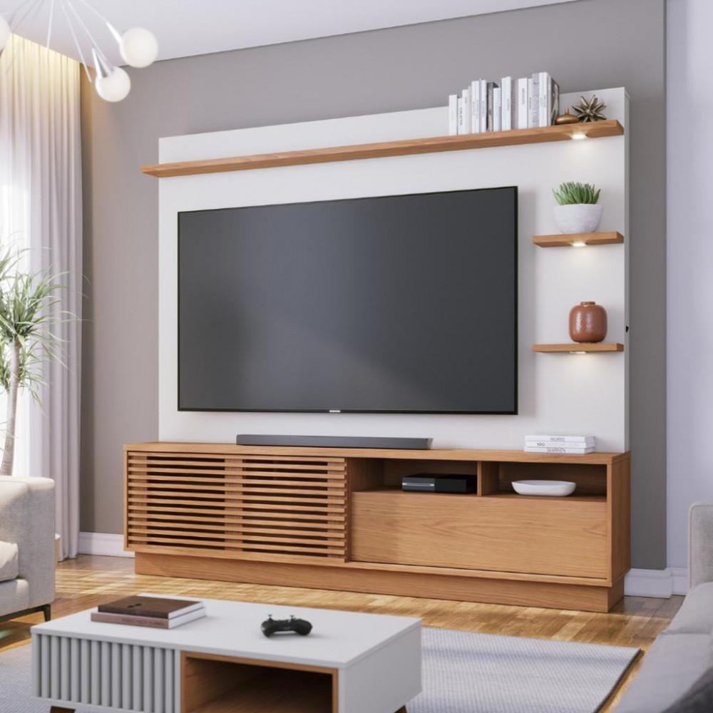 Estante Home para TV até 70 Polegadas 1 Porta 1 Gaveta Led Campeche Colibri - 1