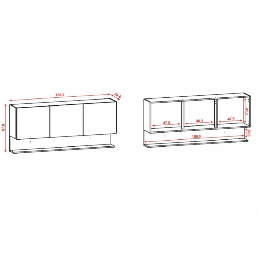 Armário Aéreo 3 Portas 150cm Line Kits Paraná - 4