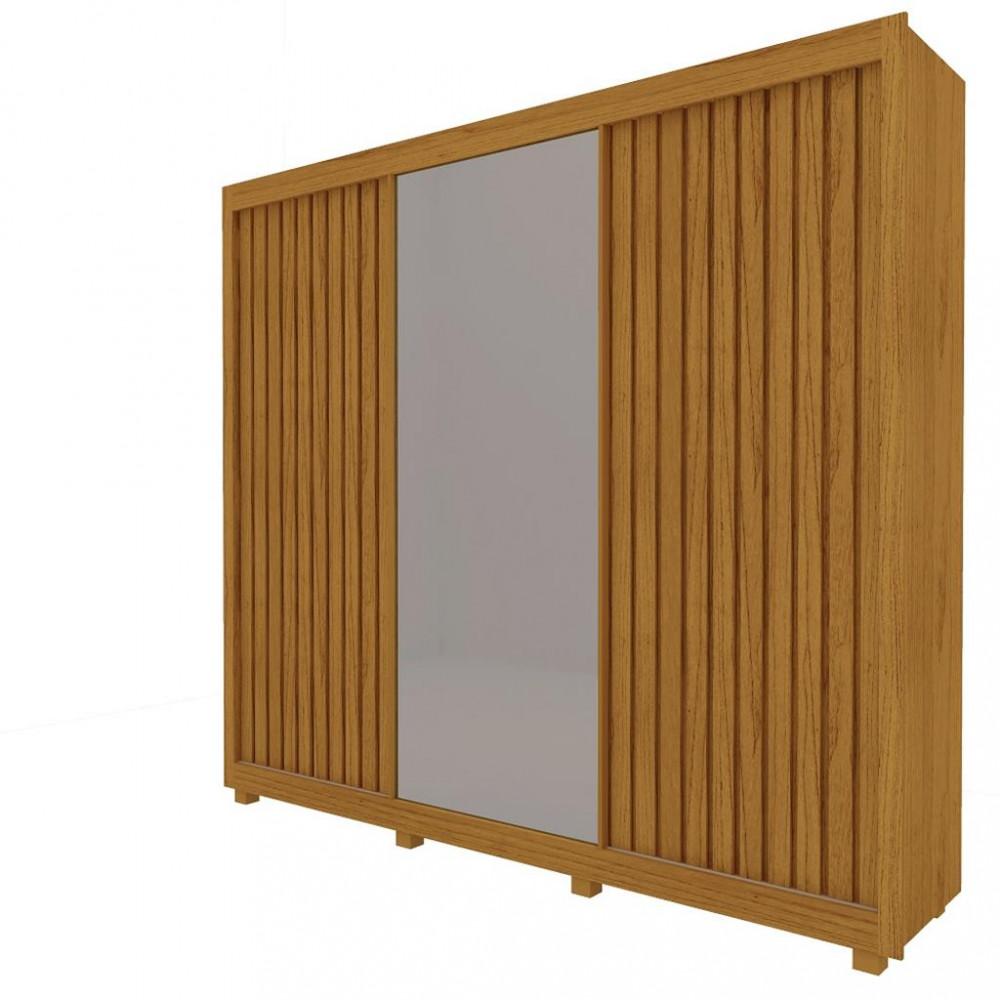 Guarda Roupa Casal com Espelho 3 Portas Ripado 4 Gavetas Royale Gelius - 2
