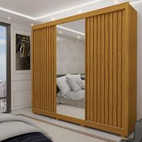 Guarda Roupa Casal com Espelho 3 Portas Ripado 4 Gavetas Royale Gelius - 1