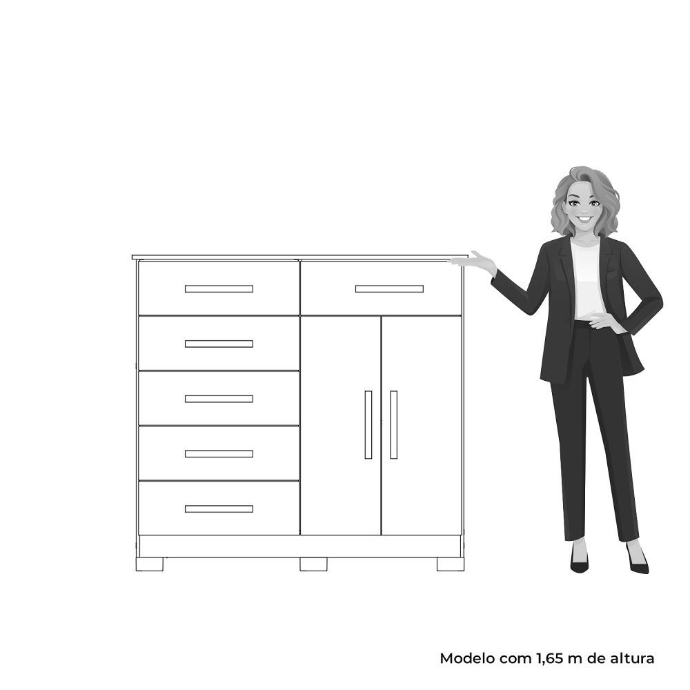 Cômoda 2 Portas 6 Gavetas Xangai Albatroz - 7