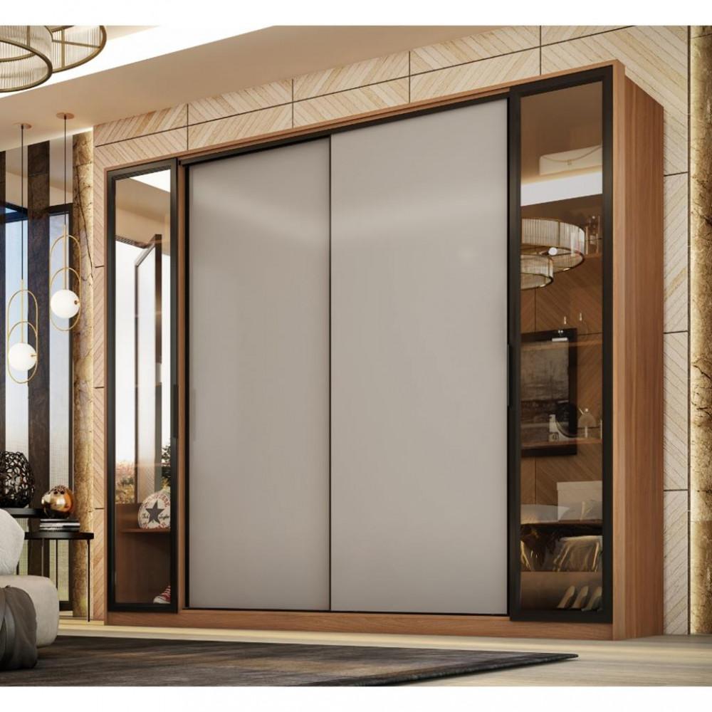 Guarda Roupa Casal com Vidro Reflecta 4 Portas 4 Gavetas Flex Laredo Demartêz - 1