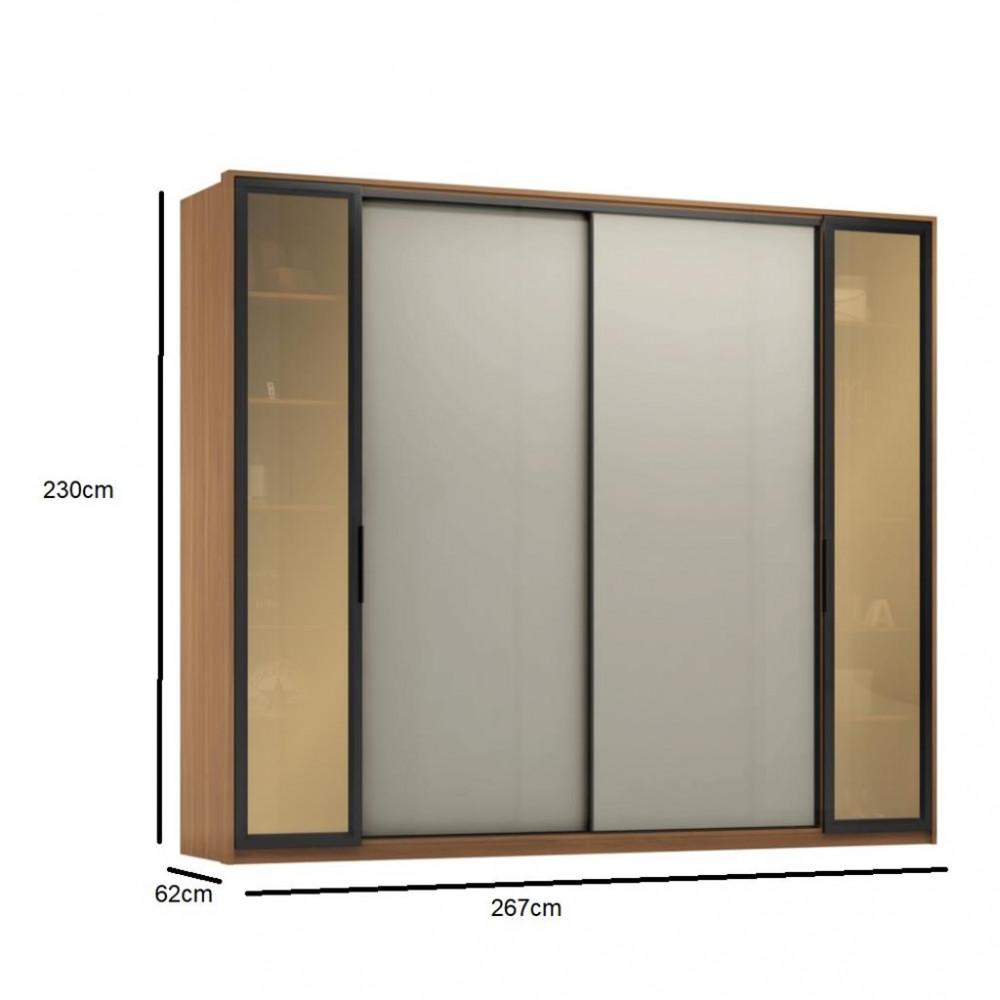 Guarda Roupa Casal com Vidro Reflecta 4 Portas 4 Gavetas Flex Laredo Demartêz - 5