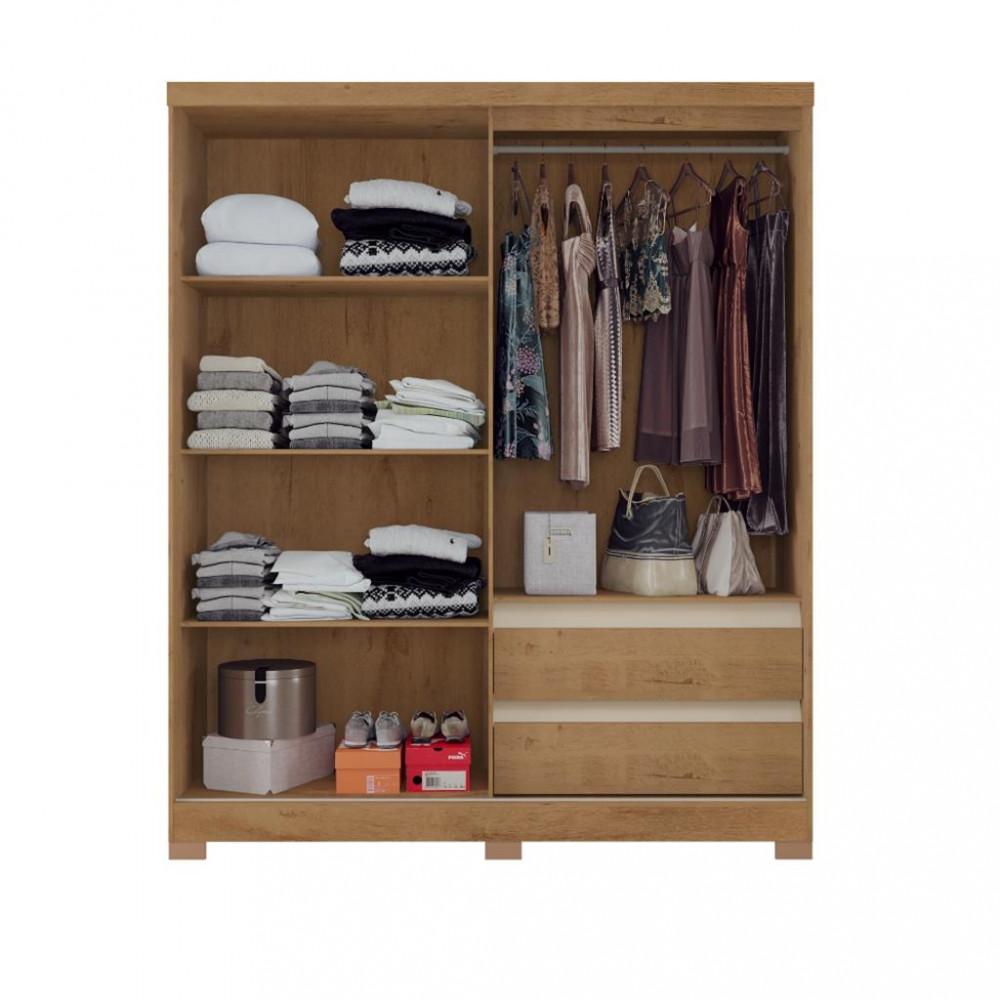 Guarda Roupa Solteiro Espelho 2 Portas 2 Gavetas Condor Atualle - 3