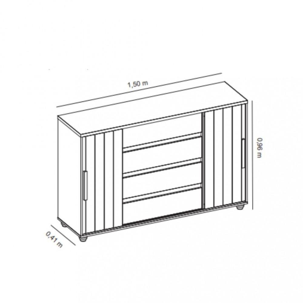 Cômoda 2 Portas 4 Gavetas Flex Evidenza Albatroz - 5