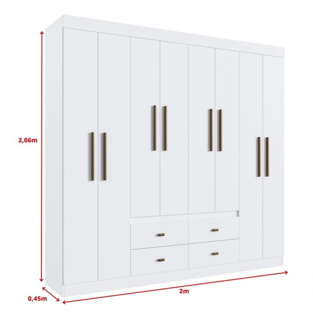 Guarda Roupa Casal 8 Portas 4 Gavetas Las Vegas Doripel - 4